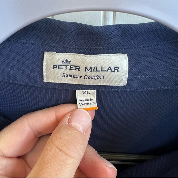 Peter Millar Solid Navy Blue Short Sleeve Golf Polo Shirt Men’s Size XL - Picture 4 of 8